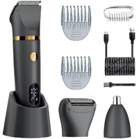 Zivelier Ball Shaver For Men, 3-In-1 Multifunction Body Hair Trimmer & Pubic Shaver With Titanium Blades (No Nicks!), Ipx7 Waterproof Electric Razor, Led Display, Wet/Dry