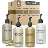 Terra Pure Spa Collection Amenities Set,10.14Oz. Pumps (1 Of Each) Shampoo, Conditioner, Hand/Body Wash, And Lotion