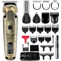 Hatteker Beard Trimmer Mustache Trimmer For Men 8 In 1 Adjustable Speed Waterproof Hair Clipper T-Blade Electic Razor Shavers Cordless Mens Gift Grooming Kit With Face Nose Body (Bronze)
