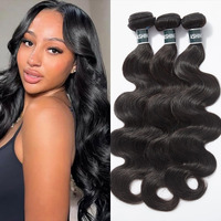 Ashine Hair Bundles Unprocessed Burmese Raw Human Hair, 50% Less Shedding And Tangling Than Regular, 3 Bundles Body Wave 26 28 30 In Natural Black