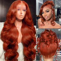 28 Inch Auburn 360 Lace Front Wigs Human Hair Hidden Strap Body Wave Reddish Brown Lace Frontal Wig Pre Plucked Drawstring Wig Human Hair 200 Density Hd Full Lace Front 360 Glueless Wigs For Women
