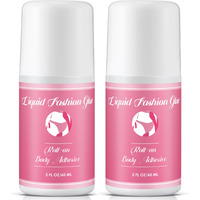 Happyalley 2 Pcs Roll On Body Adhesive For Dancers, 2Oz Clear & Non Toxic Liquid Fashion Glue For Oily And Dry Skin, Sweat Resistant Body Adhesive For Compression Stocking, Wig Glue, Residue Free