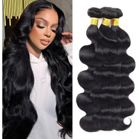 12A Human Hair Bundles 24 26 28 Inch Body Wave Bundles Human Hair 100% Unprocessed Brazilian Virgin Weave 3 Bundle For Women Natural Black Wet And Wavy Human Hair Extensions
