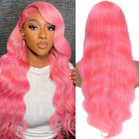 Tyuky 28 Inch Pink Lace Front Wig Human Hair Pink Wig Human Hair 200 Density 13X4 Body Wave Hd Lace Front Wigs Human Hair Pre Plucked Color Lace Frontal Wigs Human Hair