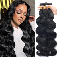 Giveambw Body Wave Bundles Human Hair 20 22 22 Inch 12A Grade 100% Unprocessed Brazilian Virgin Hair Body Wave 3 Bundles Deals Real Human Hair Extensions For Black Women Natural Black