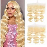 613 Frontal Human Hair Body Wave Blonde Frontal 13X4 Transparent Hd Lace With Baby Hair Brazilian Remy Hair Pre Plucked 613 Closure Ear To Ear For Wome 20 Inch