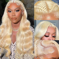 Belaved Lace Front Wigs Human Hair 613 Blonde 13X6 Hd Transparent Curly Real Human Hair Wig 180% Density Body Wave Pre Plucked Glueless Lace Frontal Wigs For Women Large Parting Space 36 Inch