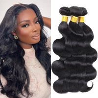 12A Human Hair Bundles 14 16 18 Inch Body Wave Bundles Human Hair 100% Unprocessed Brazilian Virgin Weave 3 Bundle For Women Natural Black Wet And Wavy Human Hair Extensions