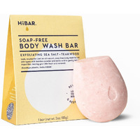 Hibar - Exfoliate Solid Body Wash Bar - Revive & Restore - With Bamboo Powder & Colloidal Oat - Daily Use & Sensitive Skin - Plastic, Paraben & Soap-Free - Vegan - Sea Salt + Teakwood