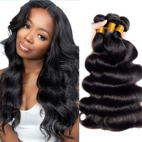 Body Wave Bundles Human Hair 16 18 20 Inch 100% Unprocessed Brazilian Hair 12A Grade 3 Bundles Human Hair Body Wave Hair Extensions For Women Natural Black