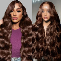 Kaithlypo 13X6 Chocolate Brown Lace Front Wig Human Hair 24 Inch Hd 200 Density Body Wave Brown Lace Front Wigs Pre Plucked Human Hair With Baby Hair