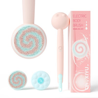 Oh,Xiyu. Electric Back Scrubber For Shower Body Brush, Waterproof Automatic Body Scrubber For Cleansing, Massaging And Exfoliating, Spinning Bath Brush With 2 Heads & 3 Speed Modes, Berry Pink