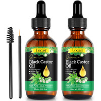 Uocasi 2Pack Jamaican Black Castor Oil, 100% Pure Cold Pressed In Glass Bottles, Body Massage, Hair Growth, Eyebrow Nourishment, 4.04 Oz