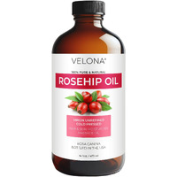 Velona Rosehip Oil - 16 Fl Oz In Glass Bottle | 100% Pure And Natural Carrier Oil| Unrefined, Cold Pressed, Hexane Free | Moisturizing Face, Hair, Body, Skin Care, Stretch Marks, Scars
