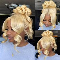 Wigcool Hidden Strap Body Wave 360 613 Lace Front Wig Human Hair Glueless Wigs Human Hair Pre Plucked Pre Bleached 180% Density Blonde Wig With Drawstring Hd Full Lace Human Hair Wigs 24Inch