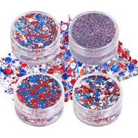 Paminify 4 Jars Red Blue White Hair Glitter,4Th Of July Body Face Glitter,Usa Flag Star Patriotic Sparkle Makeup,Chunky Fourth Of July Outfits For Women & Kids,Independence Day Accessories,40G/1.41 Oz