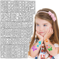 Yazhiji 390 Pcs Temporary Tattoo Stencils, Face And Body Paint Stencils Kit, Girl Boy Glitter Tattoos Stencils Pack For Kids School Show Birthdays Halloween Christmas Party Favor Supplies