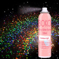 Boko Body Glitter Spray, 120Ml Holographic Silver Shiny Glitter Spray For Body Hair Clothes, Quick-Drying And Long-Lasting Body Shiny Glitter Hairspray For Festival Party Concert Rave Accessories