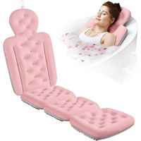 Full Body Bath Pillow For Bathtub, Thick Bathtub Cushion With Laundry Bag, Luxury Tub Pillow For Bath For Headrest Neck And Back Support Pink 60"" X 16""