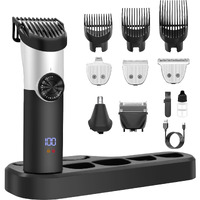 G4S3 5 In 1 Hair Clippers, Adjustable Beard Trimmer For Men Professional, Cordless Barber Clippers And Trimmers Set, Hair Cutting Kit With Lcd Display, Shaving Kit For Nose, Body, Face And Mustache