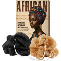 Authentic African Net Sponge With Knots - Afro Scrubber Bath Loofah Exfoliating Net Sponge For Shower - 2 Pack African Bath Sponges Exfoliator For Most Skin Types Back Scrub Washer Accessories
