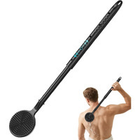 Vwmyq Silicone Back Scrubber For Shower, 24In Adjustable Handle Body Brush, Double Sided Shower Brush For Shower Exfoliating And Massage Can Produce Rich Foam, Long Handle Back Scrubber For Men