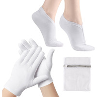 Besslee 12 Pairs Cotton Moisturizing Gloves And Socks Set (1 Washing Bag Included), Dry Hands Feet Overnight Lotion Spa Treatment, Eczema Skin Friendly, Breathable And Soft Glove Liners For Summer