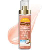 Body Glow Oil, Spf 45 Pa+++, Sunscreen Body Oil With Rose Gold Mica, Moisturizing Coconut With Vitamin E, Glow Moisturizer, Lightweight, Water Resistant, 3.72 Fl Oz,Rose