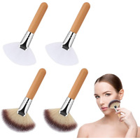 4Pcs Fluffy Fan Brushes For Facials, Esthetician Fan Brush Makeup Esthetician Facial Applicator Brushes Face Makeup Tools, Soft Fan Blush Brush Bristle Face Highlighting For Powder Blush Body Brush