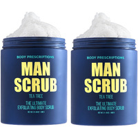 Body Prescriptions Mens Exfoliating Body Scrub - Ultimate Skin Cleansing Wash In Jar With Twist-Top Lid, For All Skin Types, 21 Ounce (Pack Of 2), Tea Tree