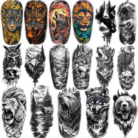 77 Sheets Temporary Tattoos For Adults And Kids - 2 Sizes Fake Tattoo Realistic Lion, Tiger, Wolf, Eagle Owl Forest Animal Designs- Long Lasting Body Tattoo For Halloween, Parties