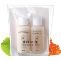 Heveblue Salmon Fruity Centella Body Travel Kit - Body Cream & Body Wash Set, Sensitive Skin, Korean Bodycare, Hypoallergenic, Allergen-Free, Salmon Pdrn, Travel Size, Bodycare Set