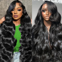 Pinkeagle 13X6 Lace Front Wigs Human Hair 200% Density Body Wave Hd Lace Front Wigs Human Hair Pre Plucked Glueless 13X6 Full Frontal Wig For Women Natural Black 24 Inch