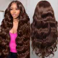 Migura 32 Inch Chocolate Brown Lace Front Wig 200 Density Body Wave Human Hair Wig Chocolate Brown 13X4 Hd Lace Front Wigs Human Hair Pre Plucked With Baby Hair Glueless Lace Frontal Wigs For Women