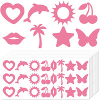 Whaline 240Pcs Tanning Sunbathing Stickers Heart Dolphin Sun Cherry Lip Tree Star Butterfly Tanning Decals Light Pink Self Adhesive Body Stickers For Summer Beach Salon Party Supplies