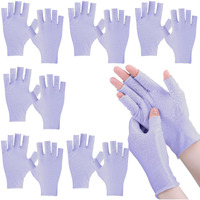 Geyoga 6 Pairs Fingerless Moisturizing Gloves Eczema Cotton Gloves For Adults Half Finger Touchscreen Lotion Overnight Dry Hands For Women Sleeping(Mauve)