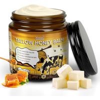 Beef Tallow For Face & Body - 4 Oz Organic Grass-Fed Beef Tallow Balm With Raw Honey Blend - Moisturizing Cream For Soft, Smooth Skin -All-Natural Deep Nourishing Tallow Balm For All Skin Types
