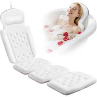 Full Body Bath Pillow, Luxury Bath Cushion With 192 Suction Cups, Bath Pillows For Tub For Head And Neck Support, With Laundry Bag White, 63"" X 16""