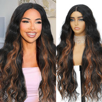 Xchjh 30 Inch Synthetic Lace Front Wig, Long Wavy 4X1 Glueless Pre-Cut Lace Wear And Go Wig For Women Middle Part Body Wave With Natural Hairline, Beginner-Friendly For Daily Use (Black Mix Brown)