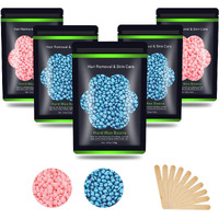 Auperwel Hard Wax Beans 17.5Oz 1.1Lb, Hair Removal Wax Beads Body Brazilian Pearl Waxing Beads For Women Men, 10 Waxing Spatulas For Bikini, Eyebrow, Face, Armpit, 5 Packs