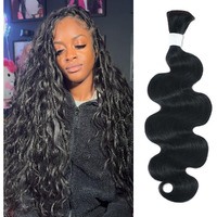 Body Wave Bulk Human Hair For Braiding No Weft Braids Human Hair Brading Hair Extensions 100G One Bundle Wet And Wavy Human Braiding Hair For Boho Braids Natural Black(20Inch, Natural Black)