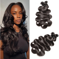Body Wave Bundles Human Hair 14 16 18 Inch 100% Unprocessed Brazilian Hair 12A Grade 3 Bundles Human Hair Body Wave Hair Extensions For Women Natural Black