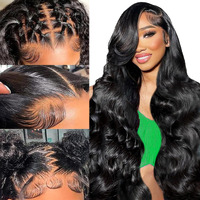 Wolfay 32 Inch 13X6 Hd Lace Front Wigs Human Hair Body Wave 13X6 Transparent Frontal Wigs Human Hair Pre Plucked Natural Hairline Body Wave Glueless Human Hair Wig For Women Daily Party Natural Black