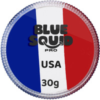 Blue Squid Face Paint Water Based Single Cake Professional Face & Body Paint - Water Activated, Kids Adults Face Painting For Costume, Halloween Makeup, Cosplay - Red, White & Blue Face Paint 30G