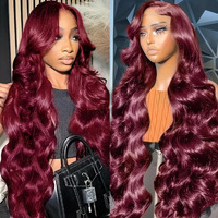99J Burgundy Lace Front Wigs Human Hair Wigs For Black Women Red Lace Front Wigs Human Hair Body Wave Burgundy Wig Human Hair Pre Plucked 13X4 Hd Lace Front Wigs Human Hair Burgundy Wig 30 Inch