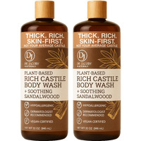 Dr. Jacobs Naturals Castile Sandalwood All-Natural Body Wash For Moisturizing Dry And Sensitive Skin Shampoo With Plant-Based Ingredients Gluten, Preservatives-Free Formula - 32 Oz, Pack Of 2