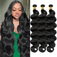12A Human Hair Bundles 16 16 16 Inch Body Wave Bundles Human Hair 100% Unprocessed Brazilian Virgin Hair 3 Bundle Weave Human Hair Extensions Real Human Hair For Women Natural Black