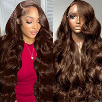 30 Inch Chocolate Brown Lace Front Wig Human Hair 13X4 Body Wave Lace Front Wigs Human Hair Pre Plucked 250 Density Hd Lace Frontal Wigs Brown Colored Wigs Human Hair For Women With Baby Hair