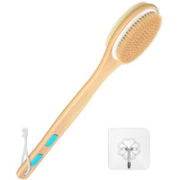 Manlinkei Back Scrubber For Shower, Long Handle Dual-Sided Shower Brush With Soft And Stiff Bristles, Body Exfoliator