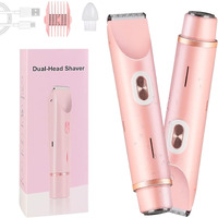 Glow Aura Womens Shaver 2 In 1,2025 New Razor & Shaver With Dual Ceramic Head,Bikini Trimmer For Women,Ipx67 Waterproof Wet & Dry Use Body And Face Hair Trimmer For Women (Pink)